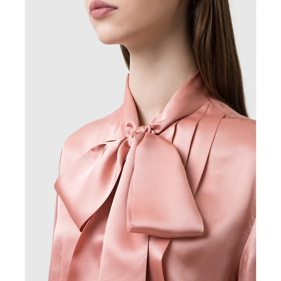 NWT Gucci Pink Satin Pussy Bow Blouse  Size 44 - Picture 4 of 15